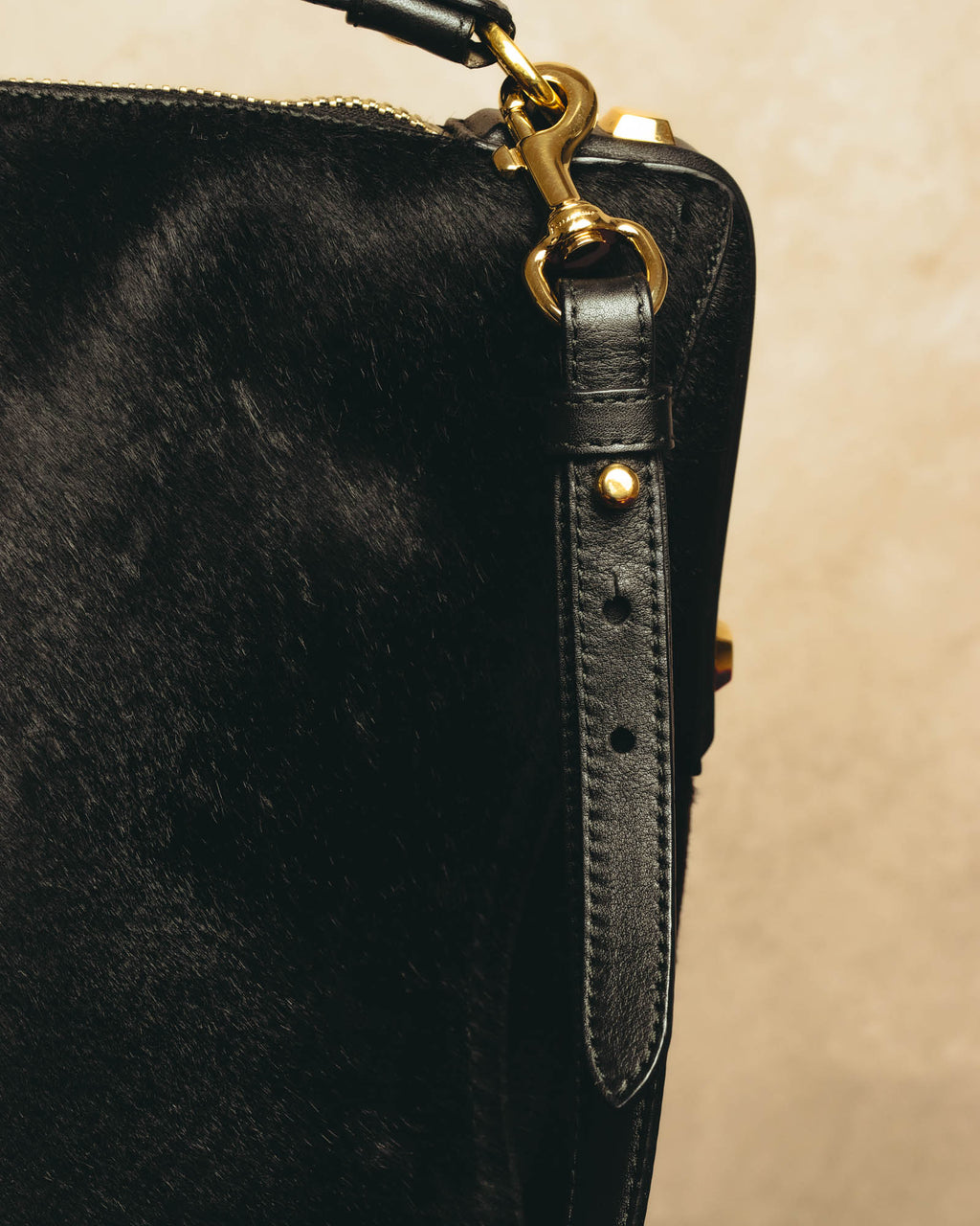 "Salvatore Ferragamo" 90's-00's Textured calf hair shoulder bag
