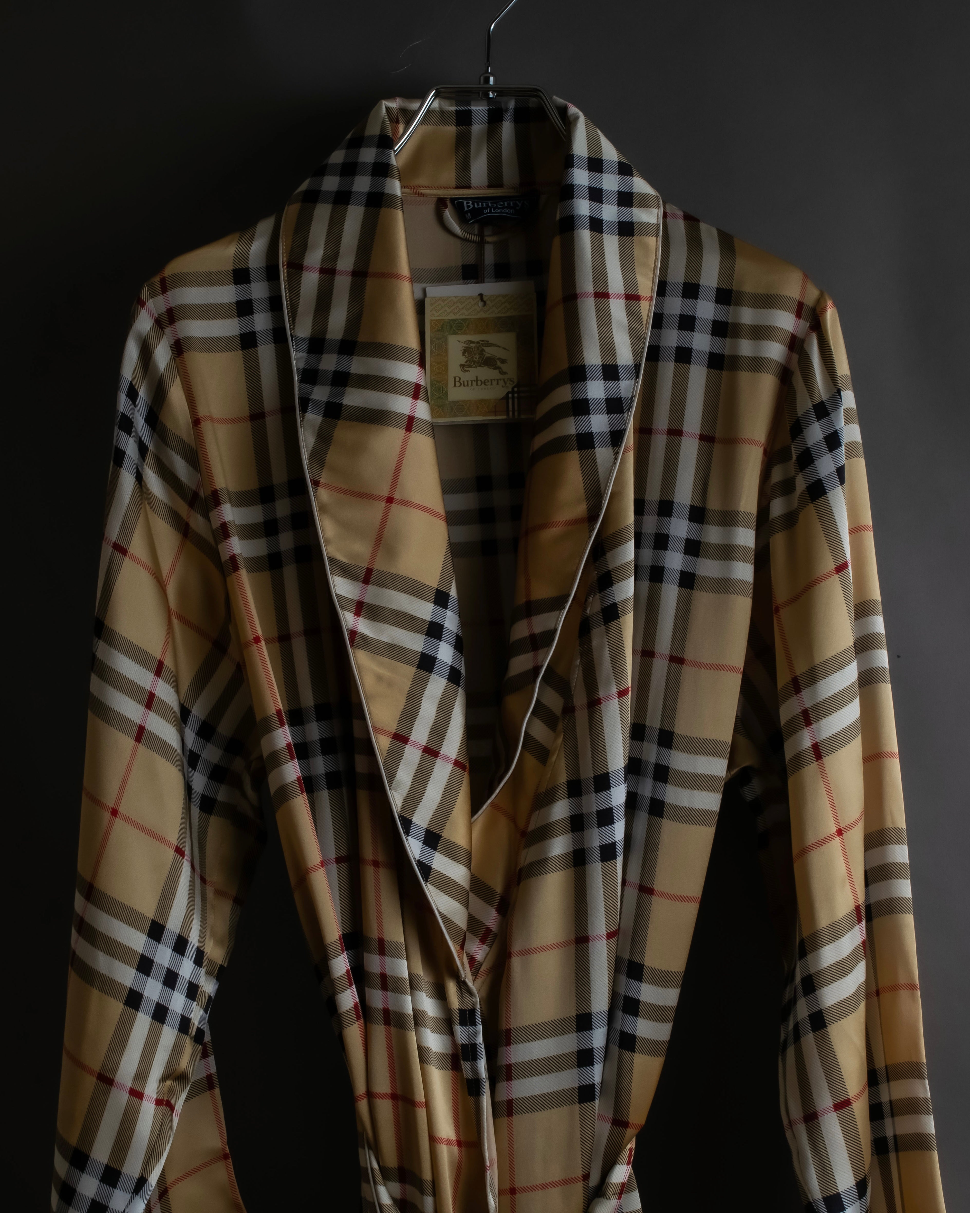 "BURBERRYS" Nova check maxi length silk gown coat