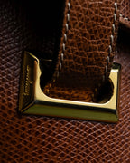 "Salvatore Ferragamo" Gold metal parts brown leather shoulder bag