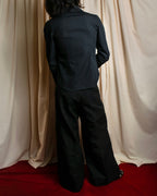 "Vivienne Westwood RED LABEL"
 Draped neck design black cotton shirt