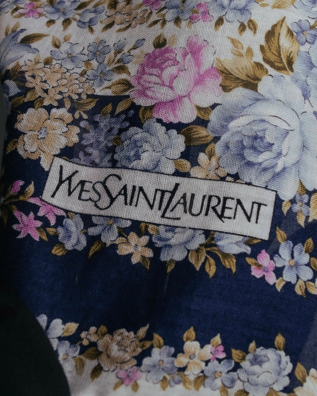“YVES SAINT LAURENT” 80’s-90’s Floral border scarf