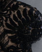 "TADASHI SHOJI" Lace docking sequin design sleeveless long dress