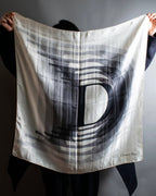 "Christian Dior" Blurred D &amp; check pattern square scarf