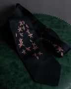 "JEAN PAUL GAULTIER" Leaf motif embroidered silk neck tie
