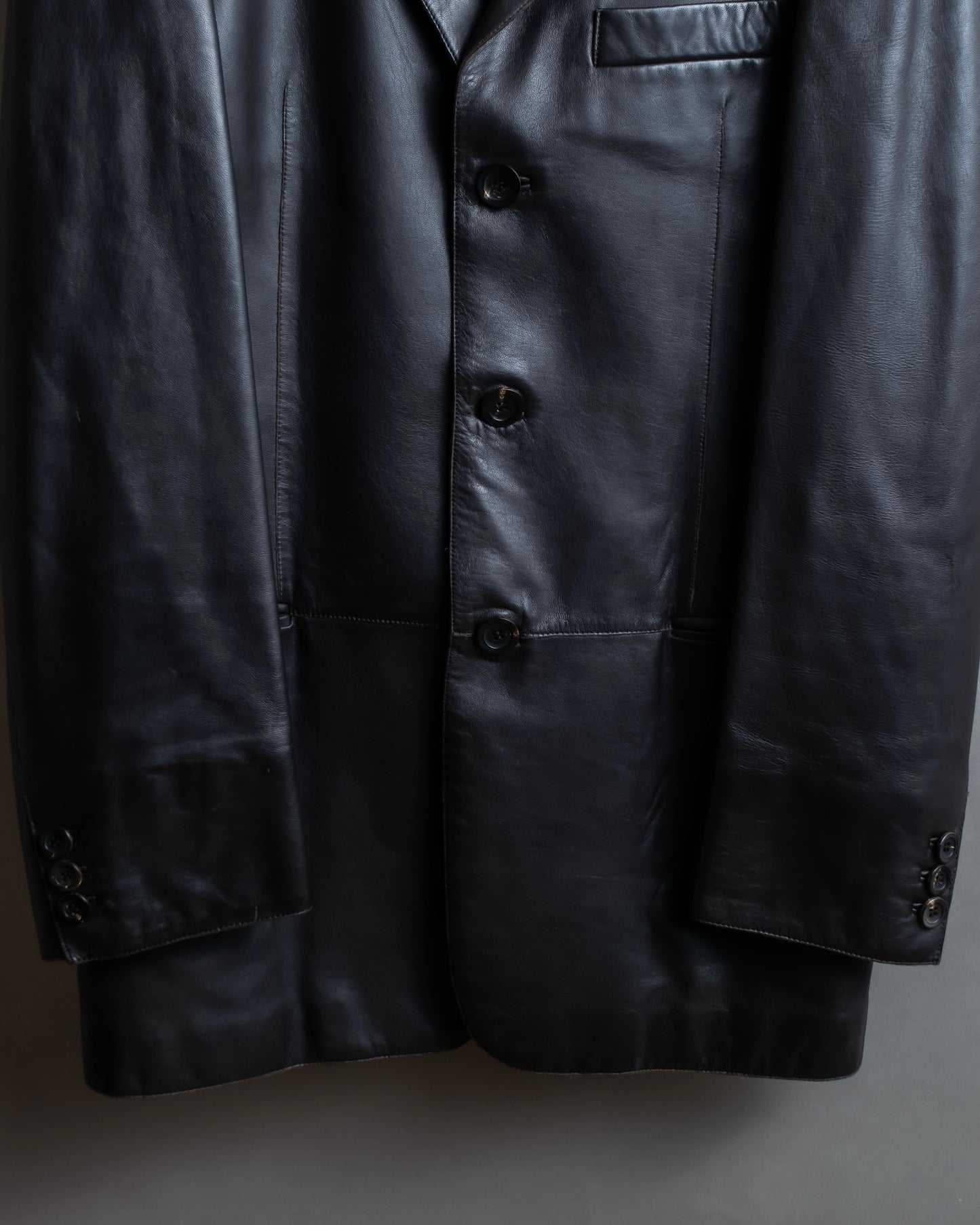 "ARMANI COLLEZIONI" 100% lamb leather oversized tailored jacket