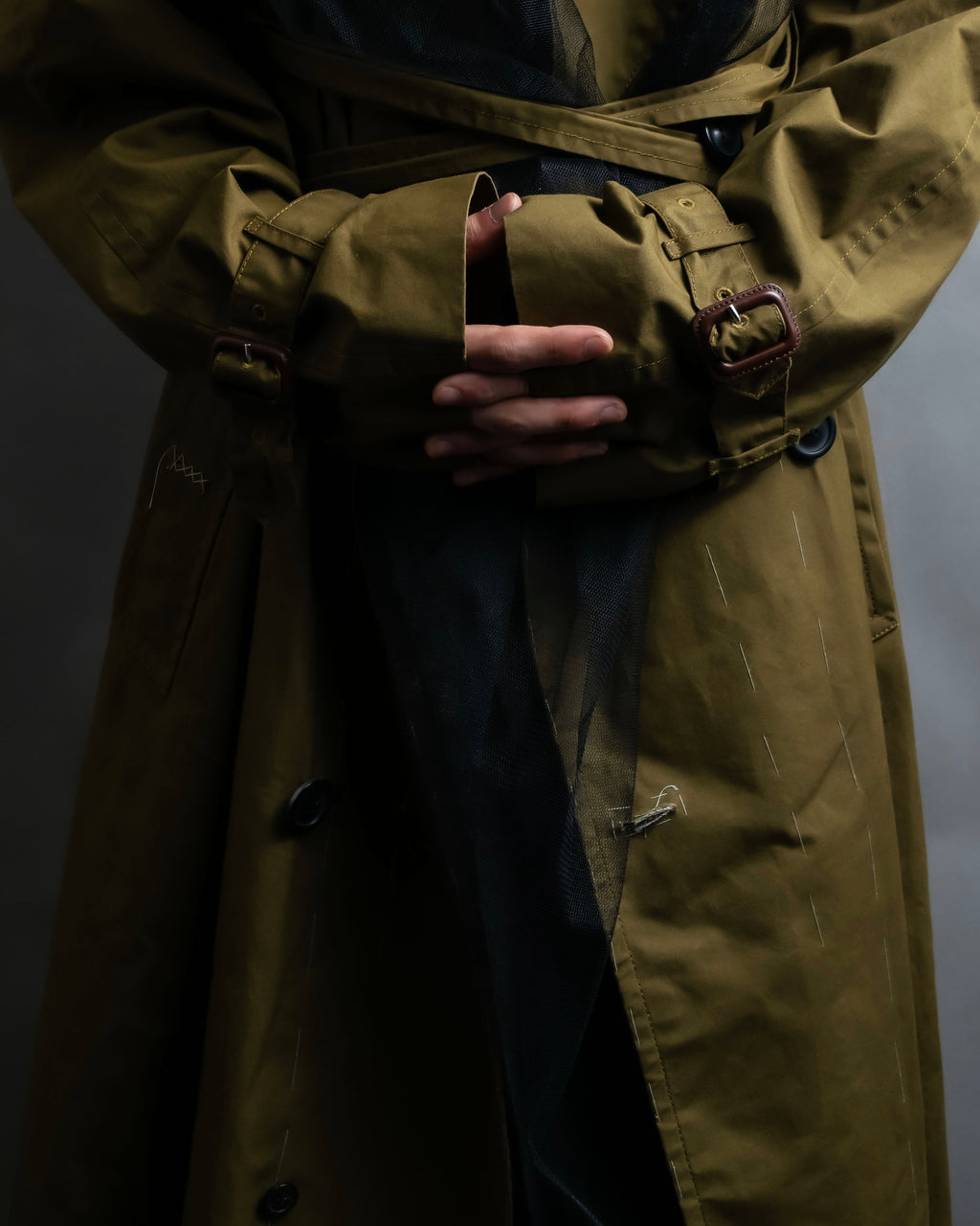 "MAISON MARGIELA" 20AW reconstructed tulle docking trench coat