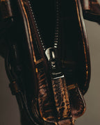 "Salvatore Ferragamo" 00's-10's Glossy crocodile embossed leather handbag