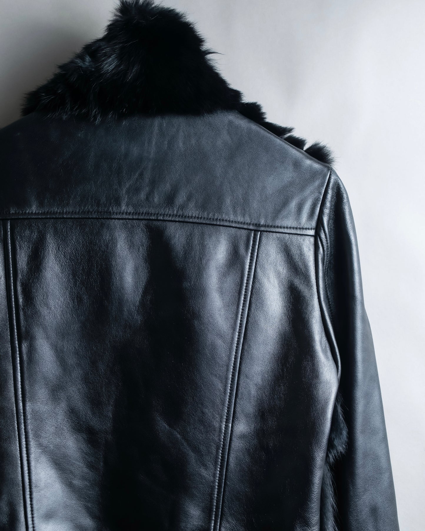 "MOLOKO BAR" Real fur docking leather jacket