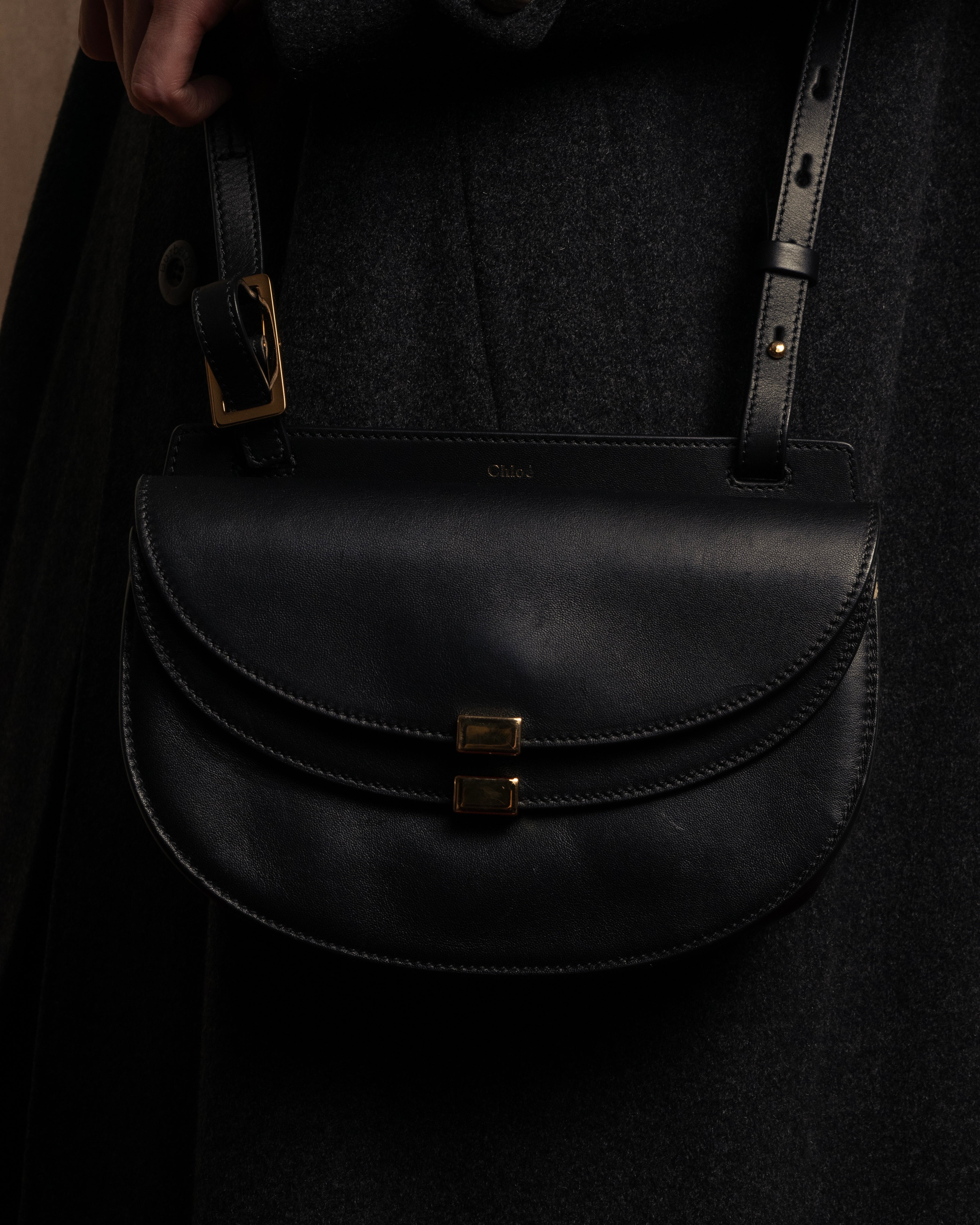 "Chloe" Georgia double flap design leather bag