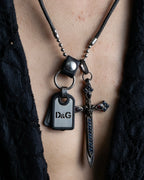 "DOLCE &amp; GABBANA" Dog tag &amp; sword motif combination necklace