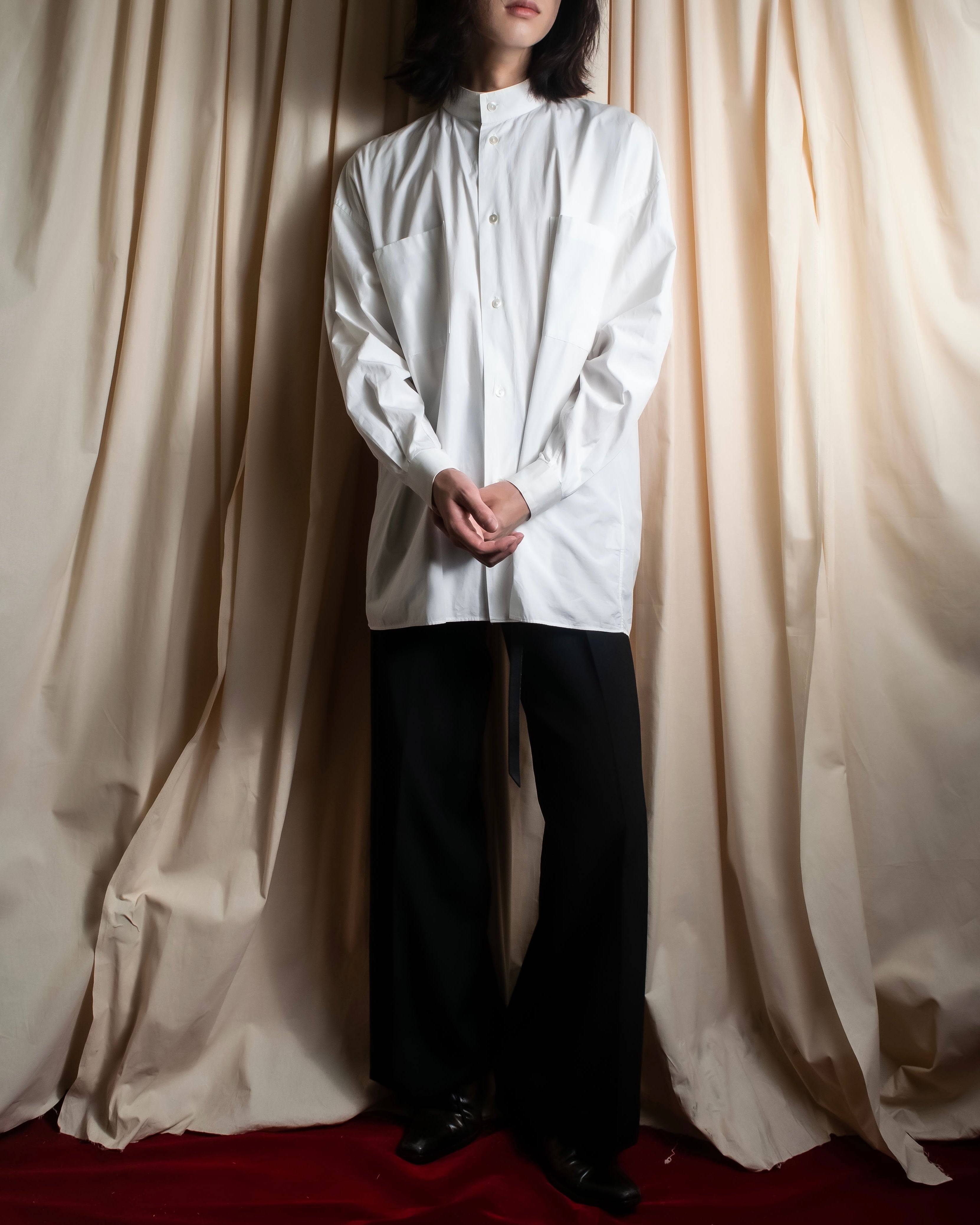 "JEAN PAUL GAULTIER" Cotton poplin stand-collar white shirt