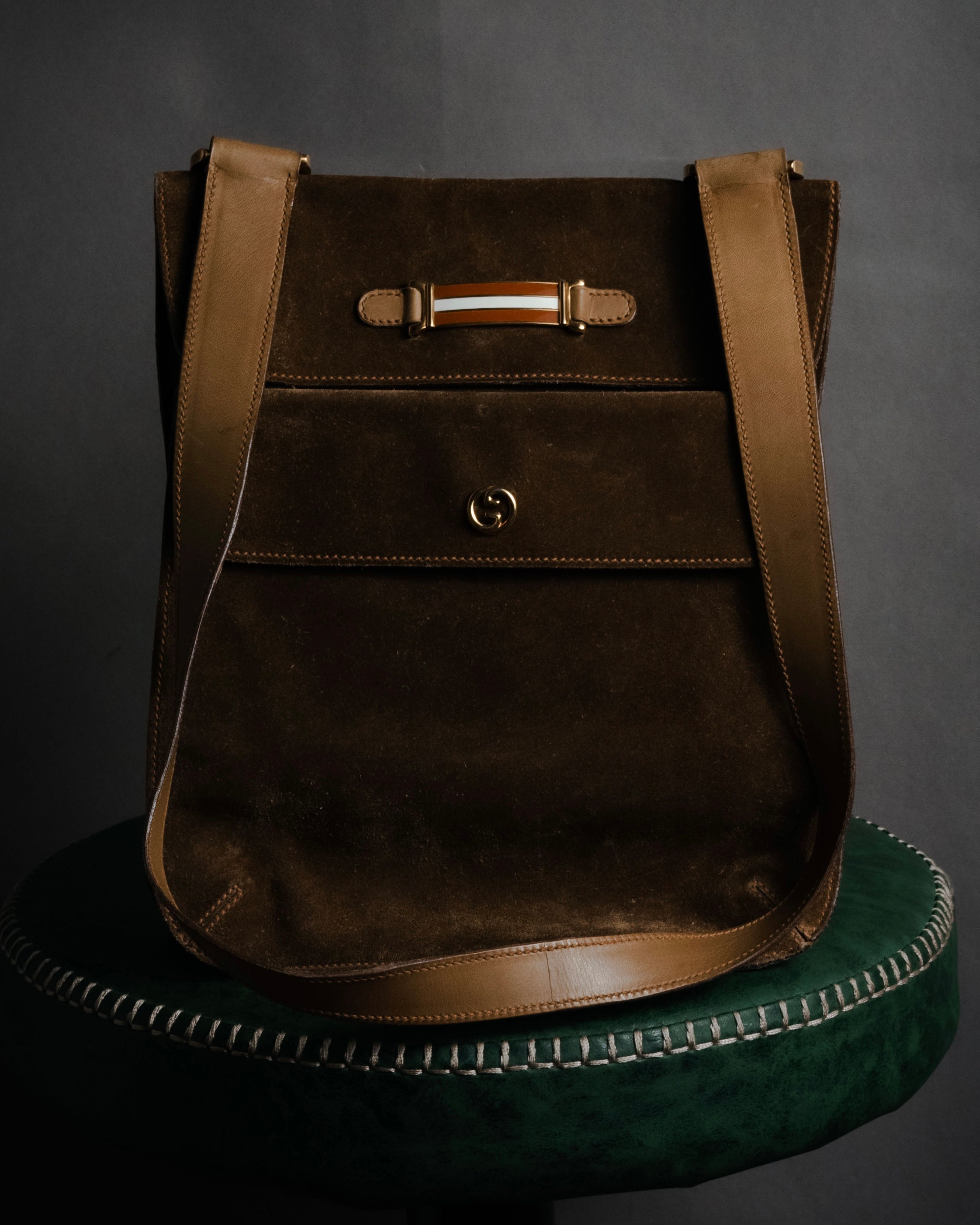 "GUCCI" 60’s-70’s suede and leather shoulder bag