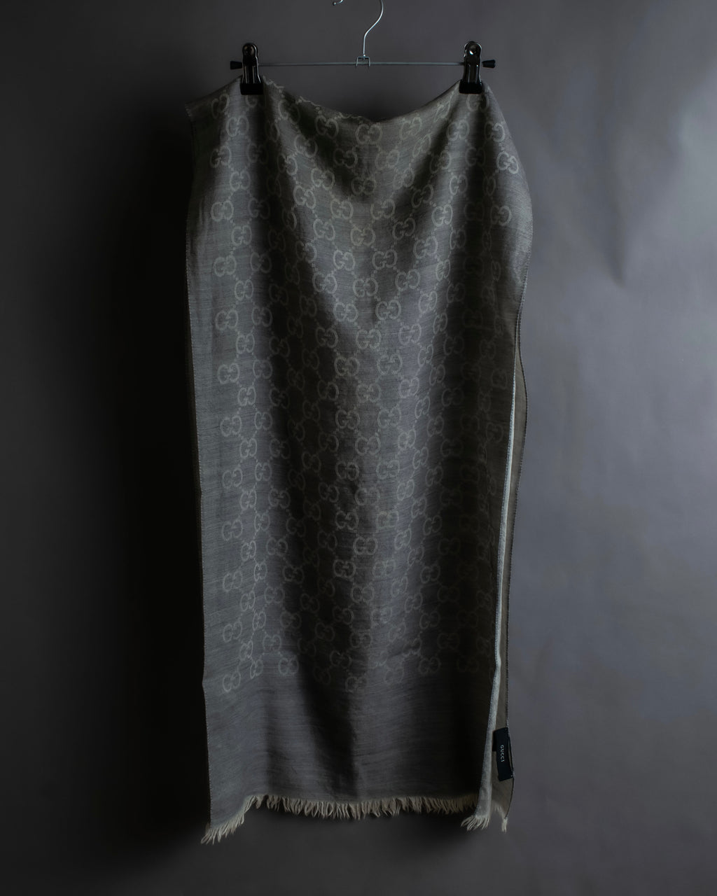 "GUCCI" GGpattern silk blend fringe stole