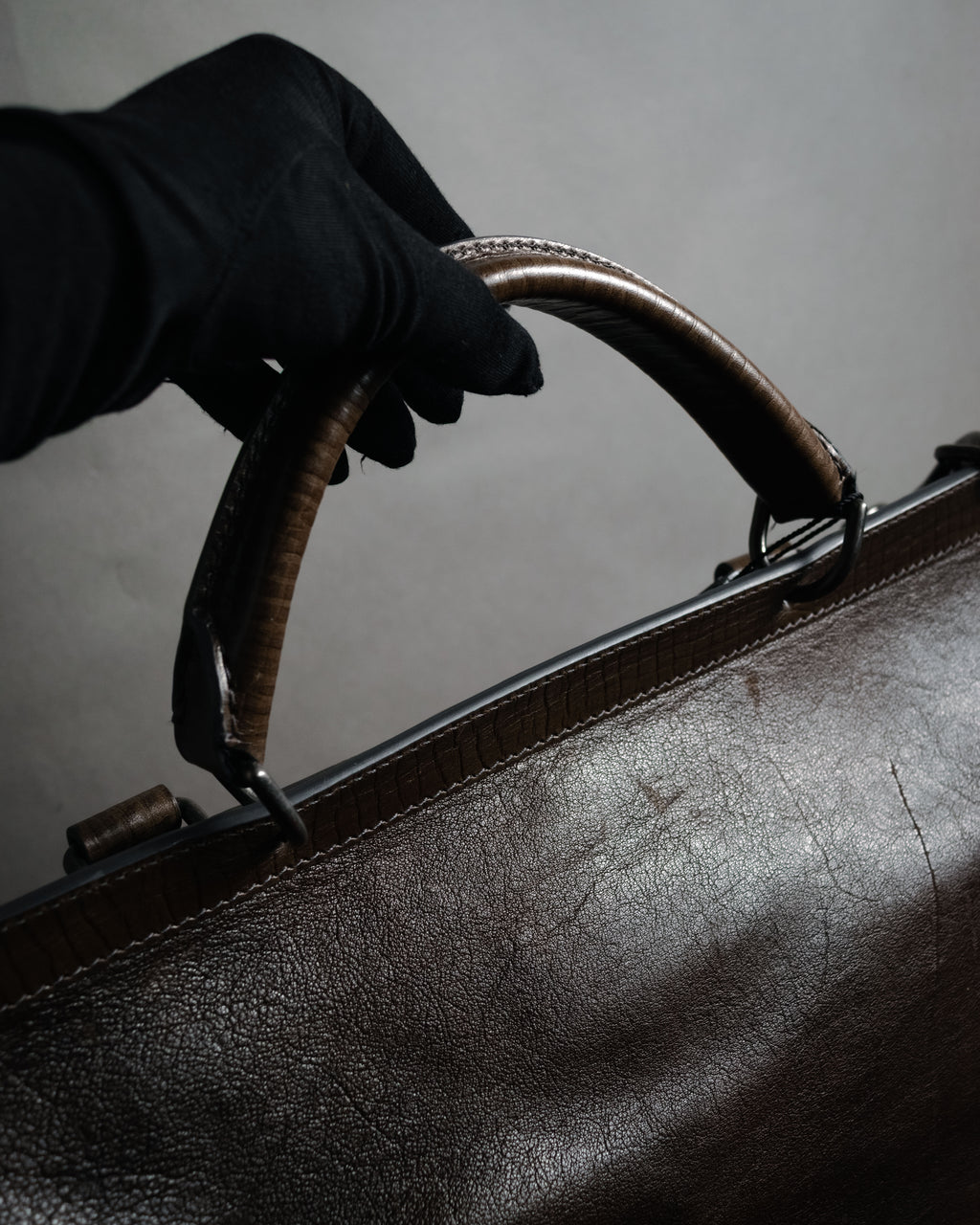 "DOLCE & GABBANA" 00’s-10’s Grained leather canvas-lined satchel bag