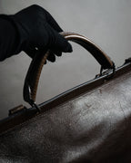 "DOLCE & GABBANA" 00’s-10’s Grained leather canvas-lined satchel bag