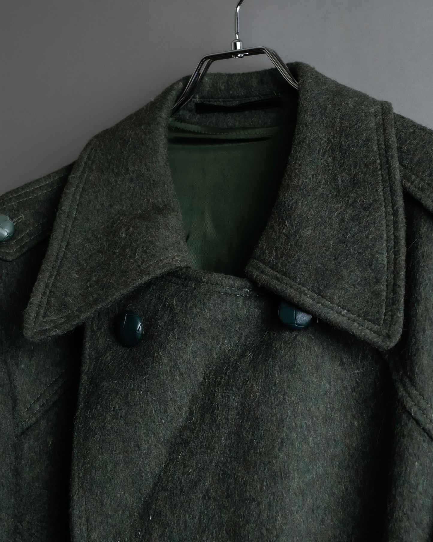 Vintage deep green colour military long coat