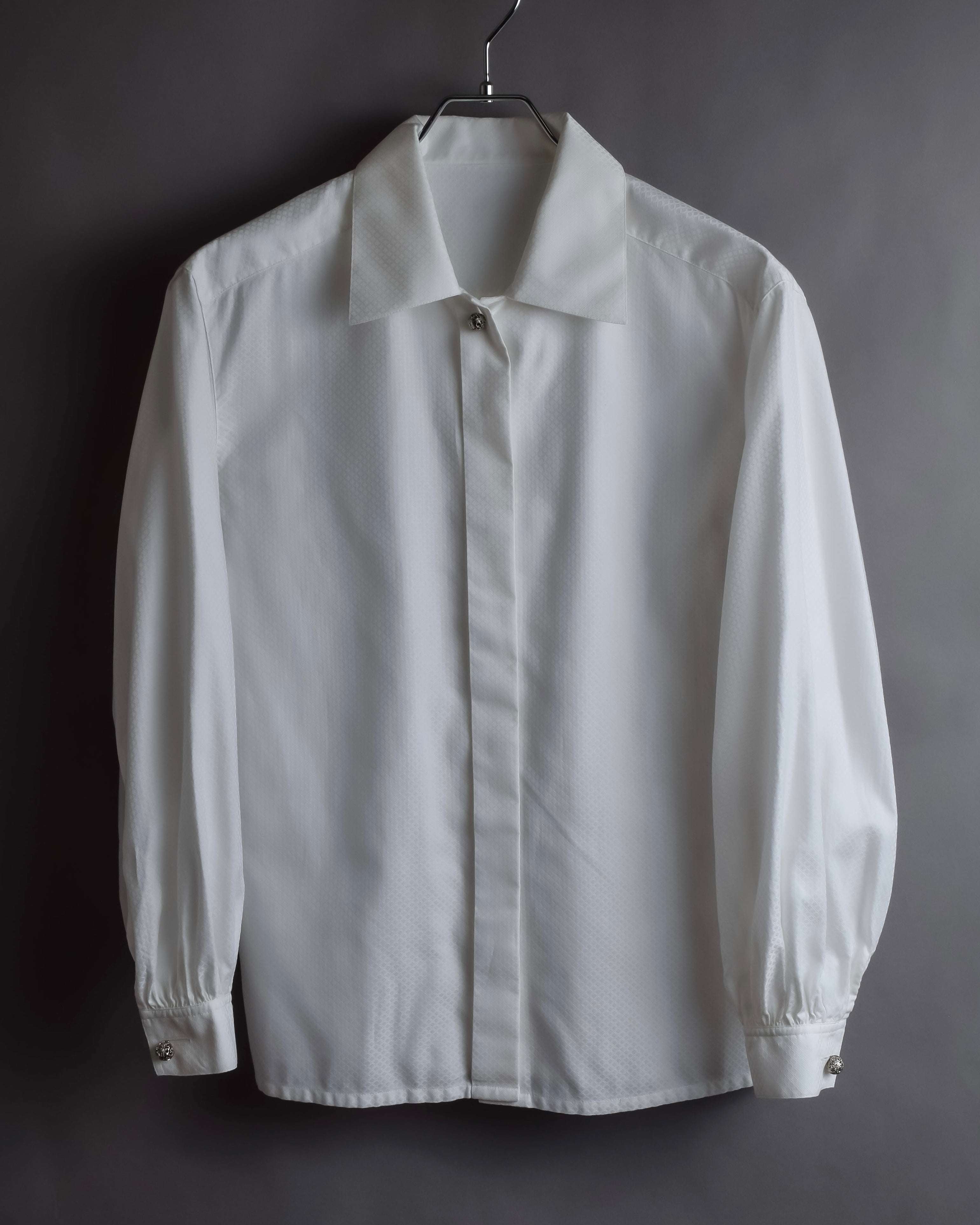 "Christian Dior" Diamond pattern woven metal button shirt