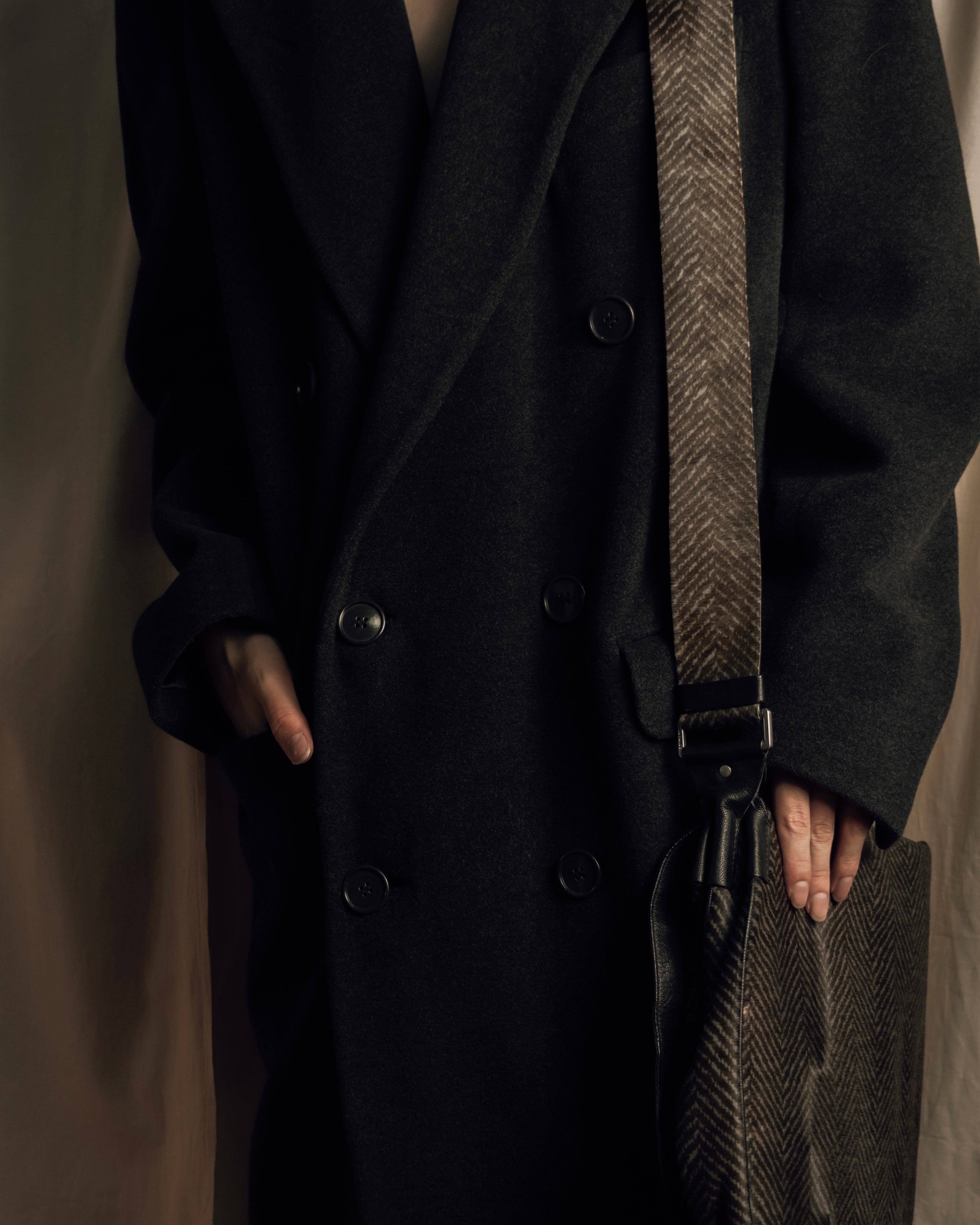 "GIORGIO ARMANI" Double-breasted charcoal gray super maxi chester coat