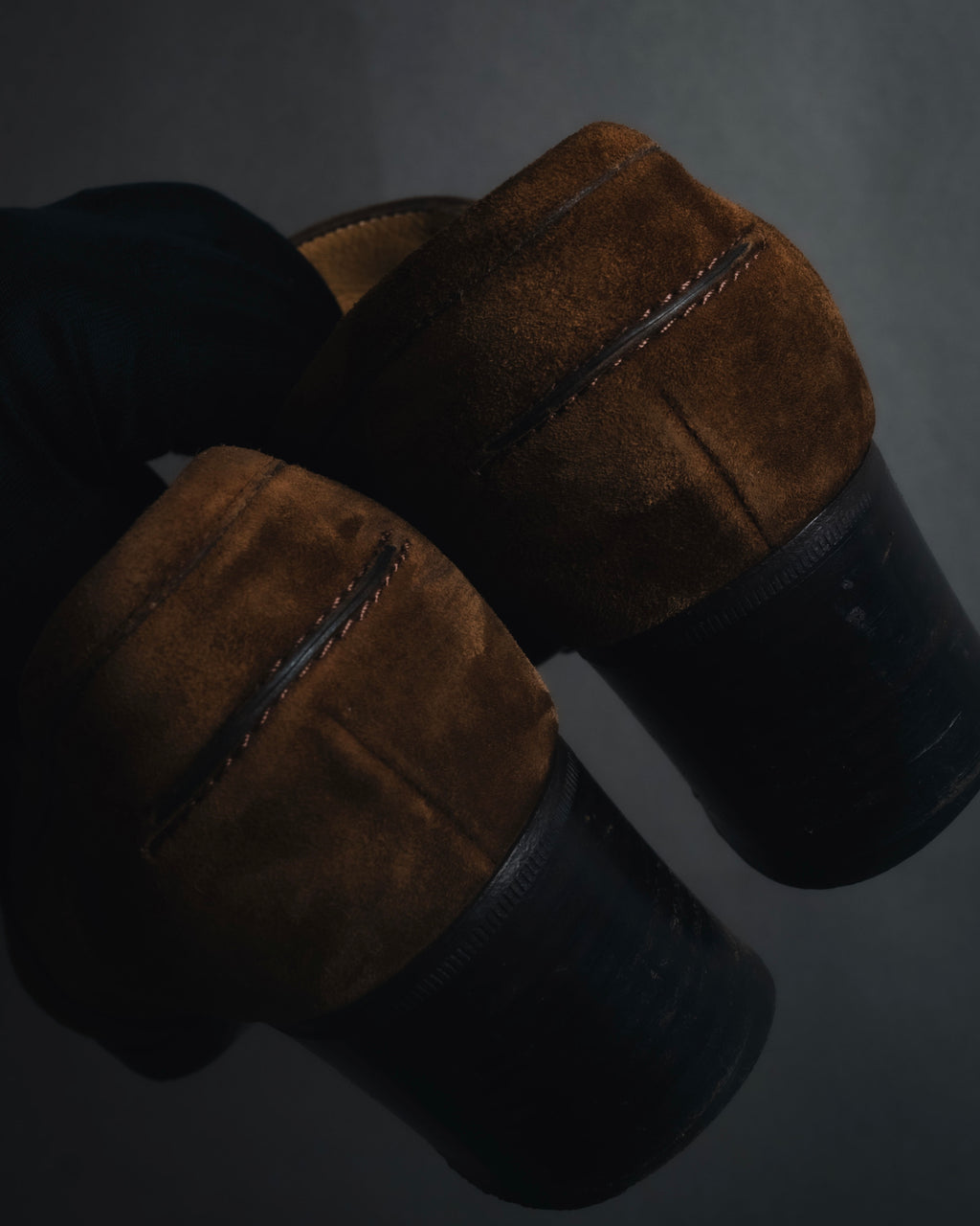 "HERMES" 00’s suede h buckle heeled loafers