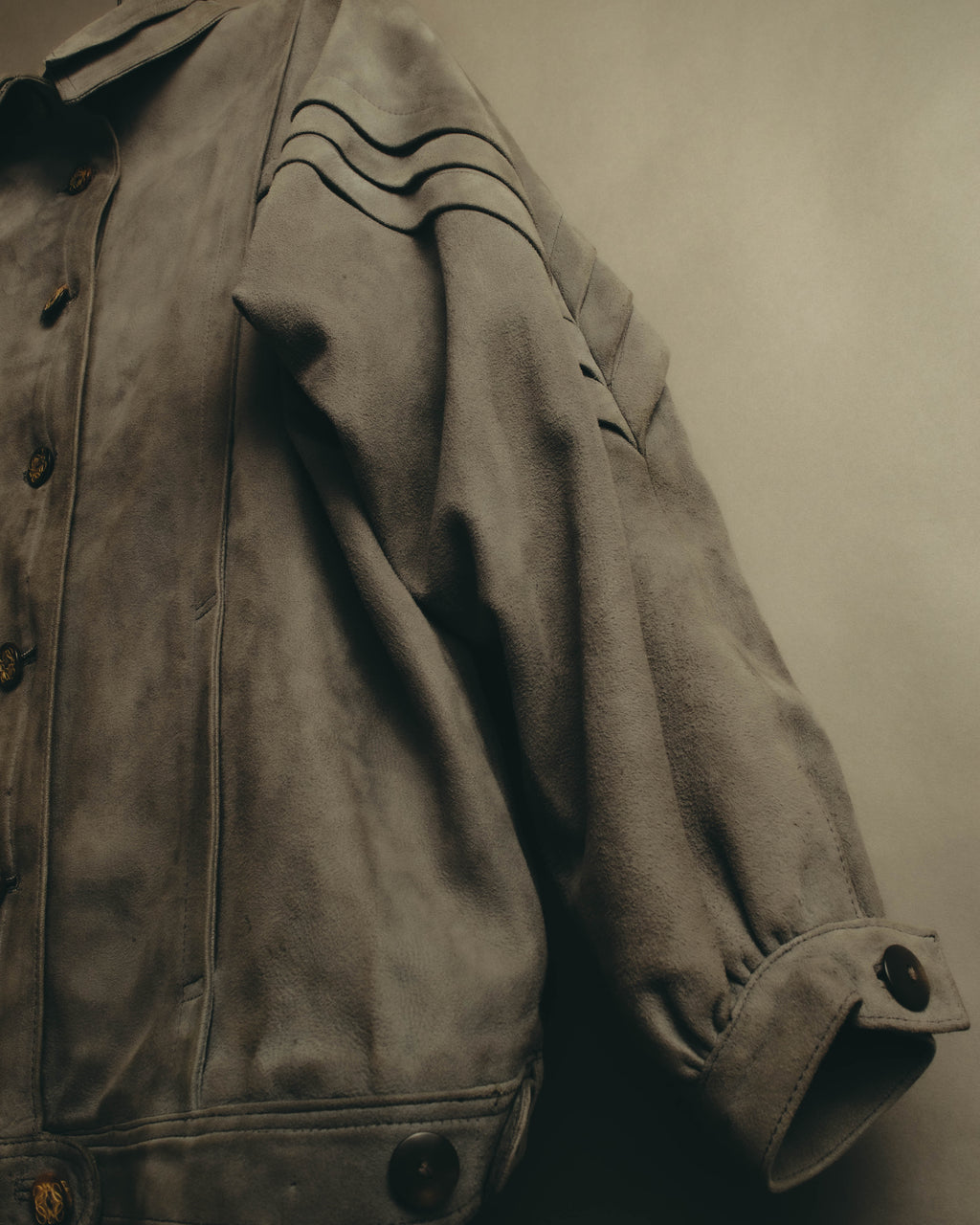 -SPECIAL- “LOEWE” 80’s-early 90’s Taupe suede leather blouson jacket