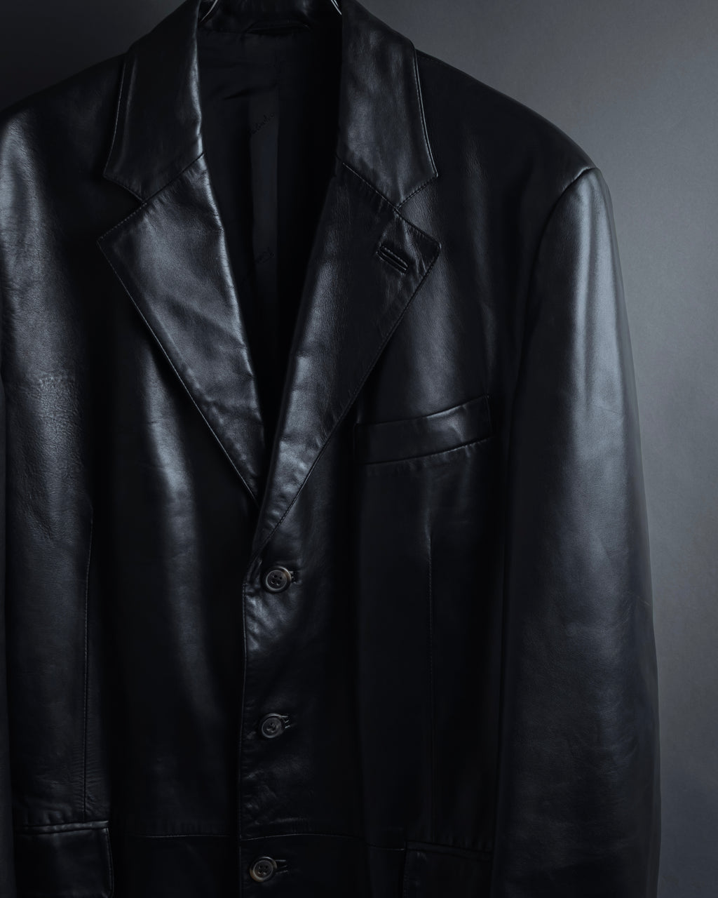 "Salvatore Ferragamo" Straight silhouette leather tailored jacket