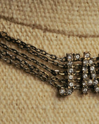 "Christian Dior" Rhinestone logo choker necklace