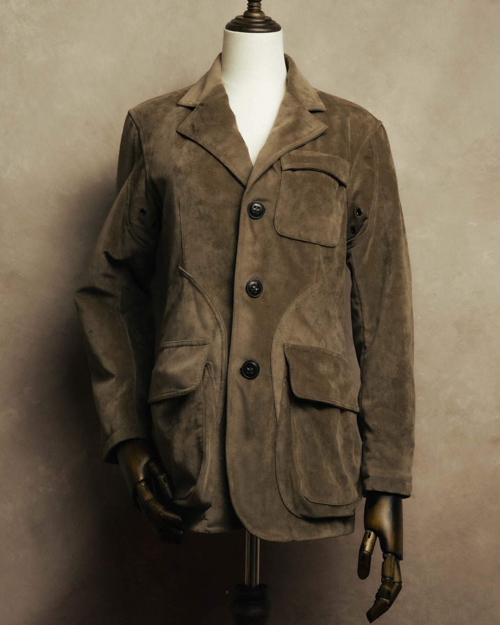 “GIORGIO ARMANI” 90’s-00’s Suede-effect multi-pocket tailored field jacket