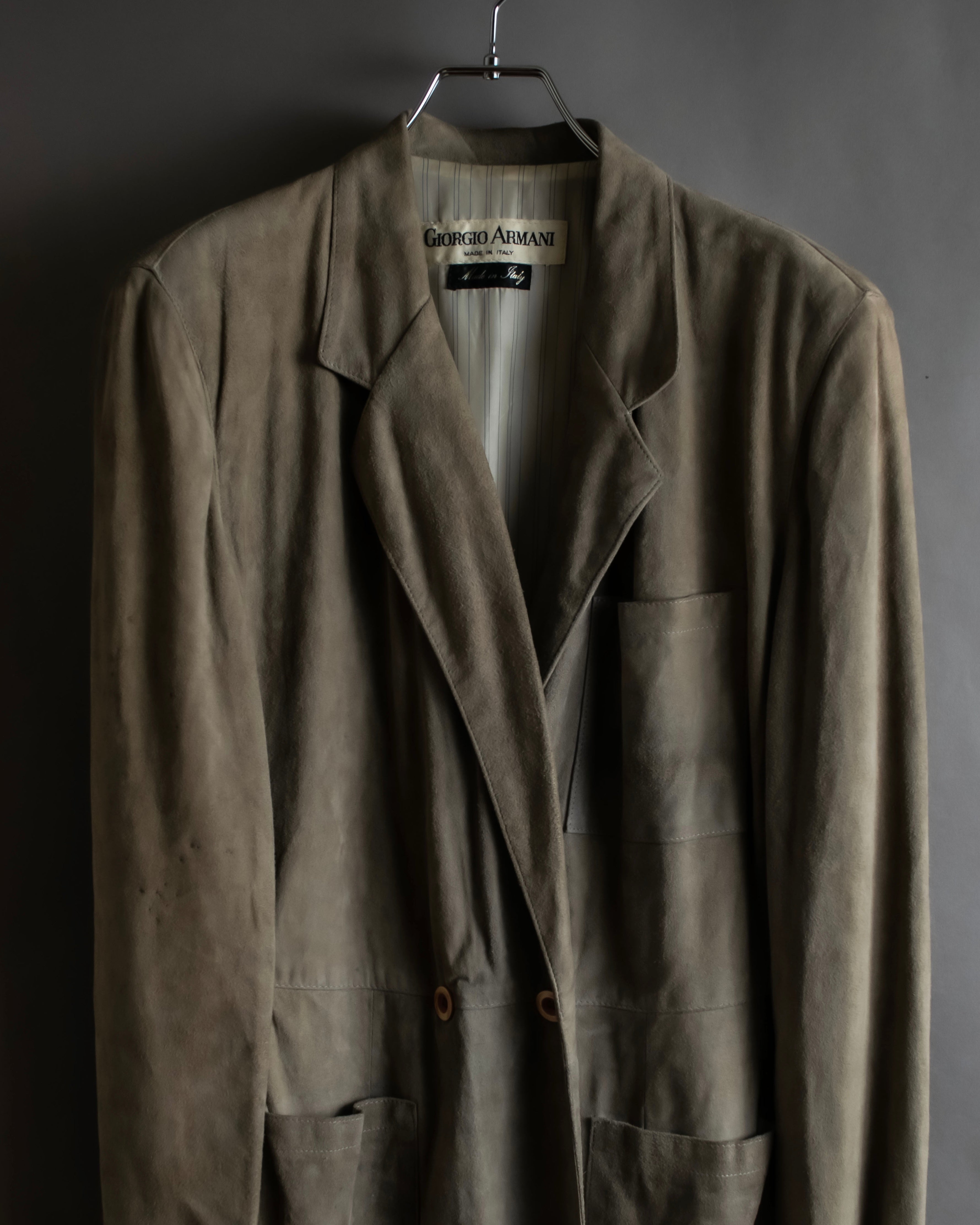 "GIORGIO ARMANI" Brushed shades suede leather long coat