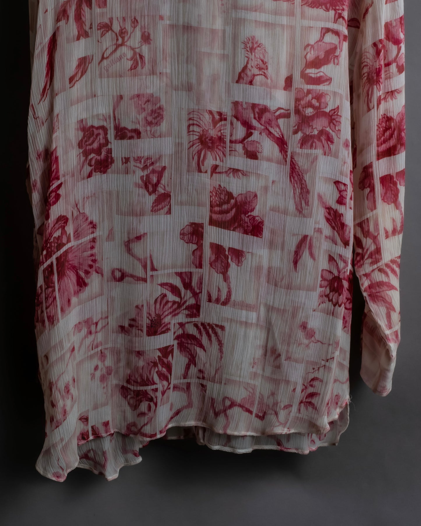 "John Galliano" 100% silk tropical floral regular collar shirt