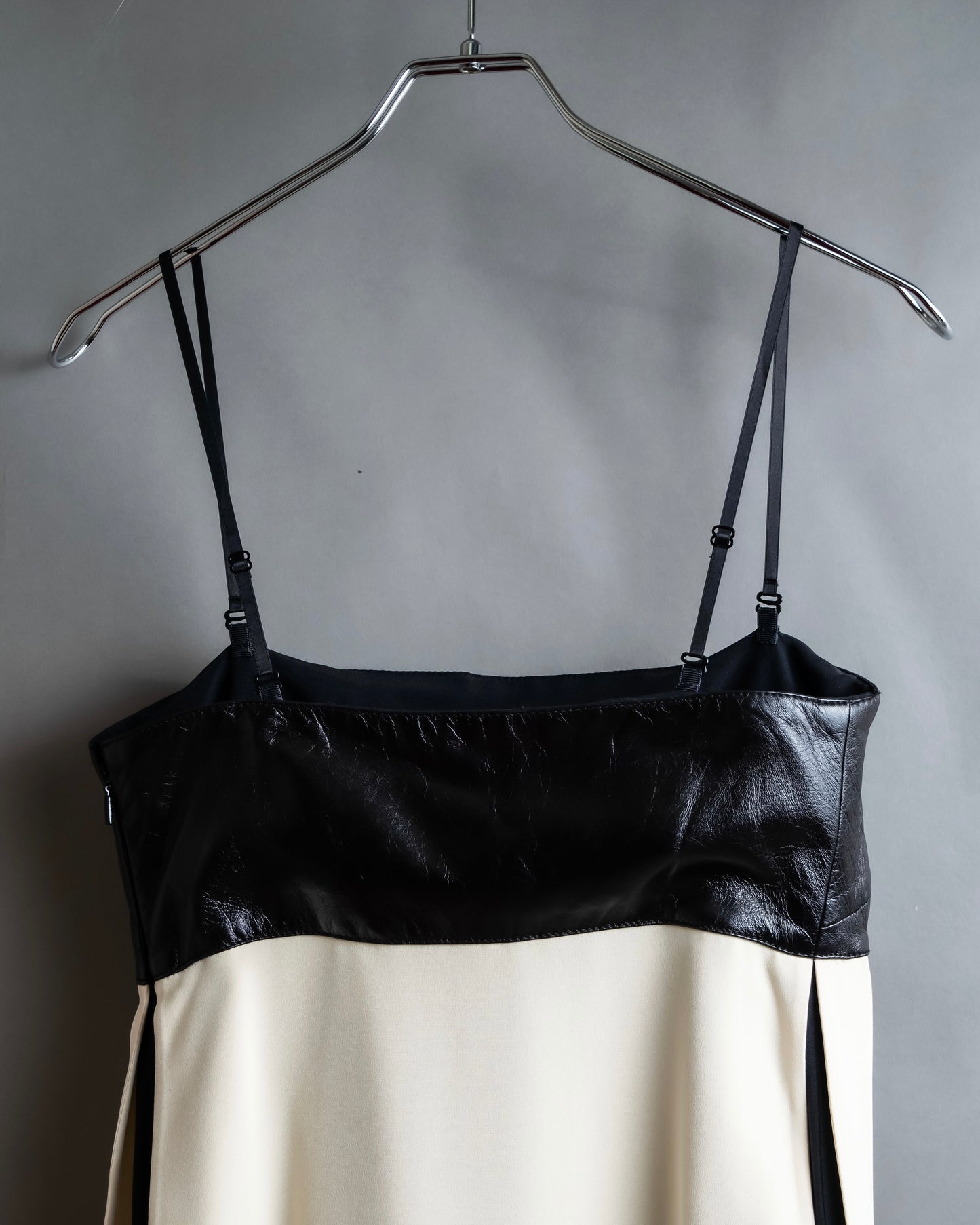 "LOEWE" Leather body bicolor unisex design camisole