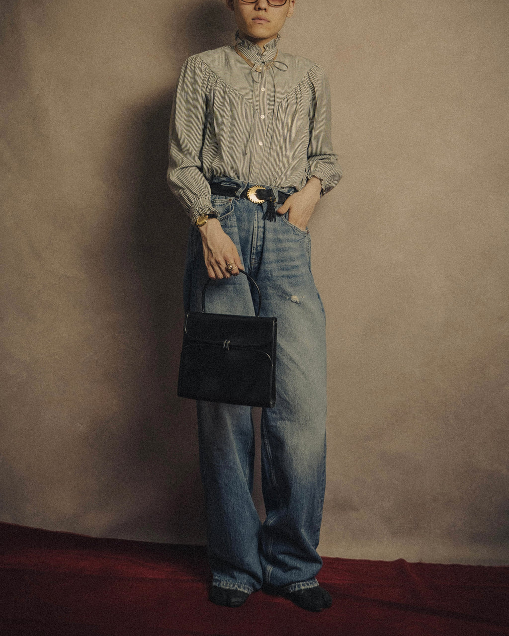 -SPECIAL- “SAINT LAURENT” 2023’s Long extreme baggy faded denim jeans