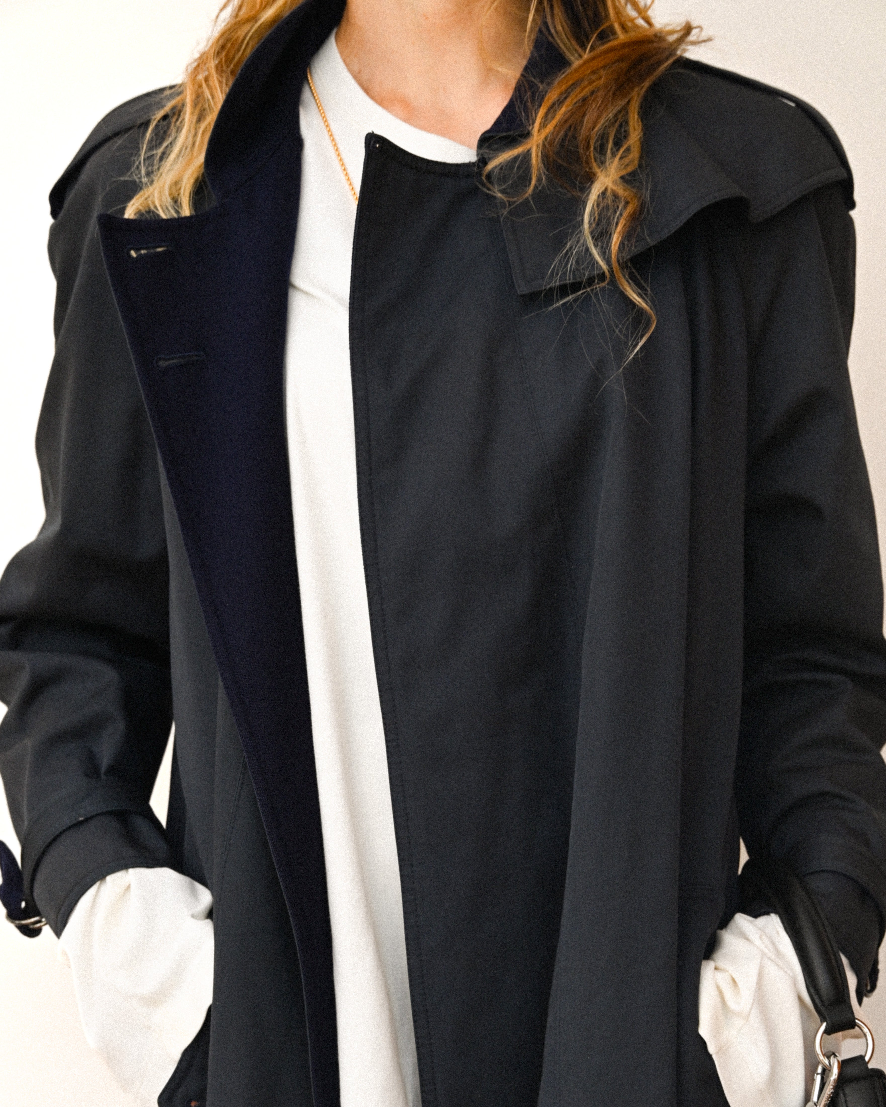 Chloe/ Beautiful A-Line Silhouette Trench Coat Navy