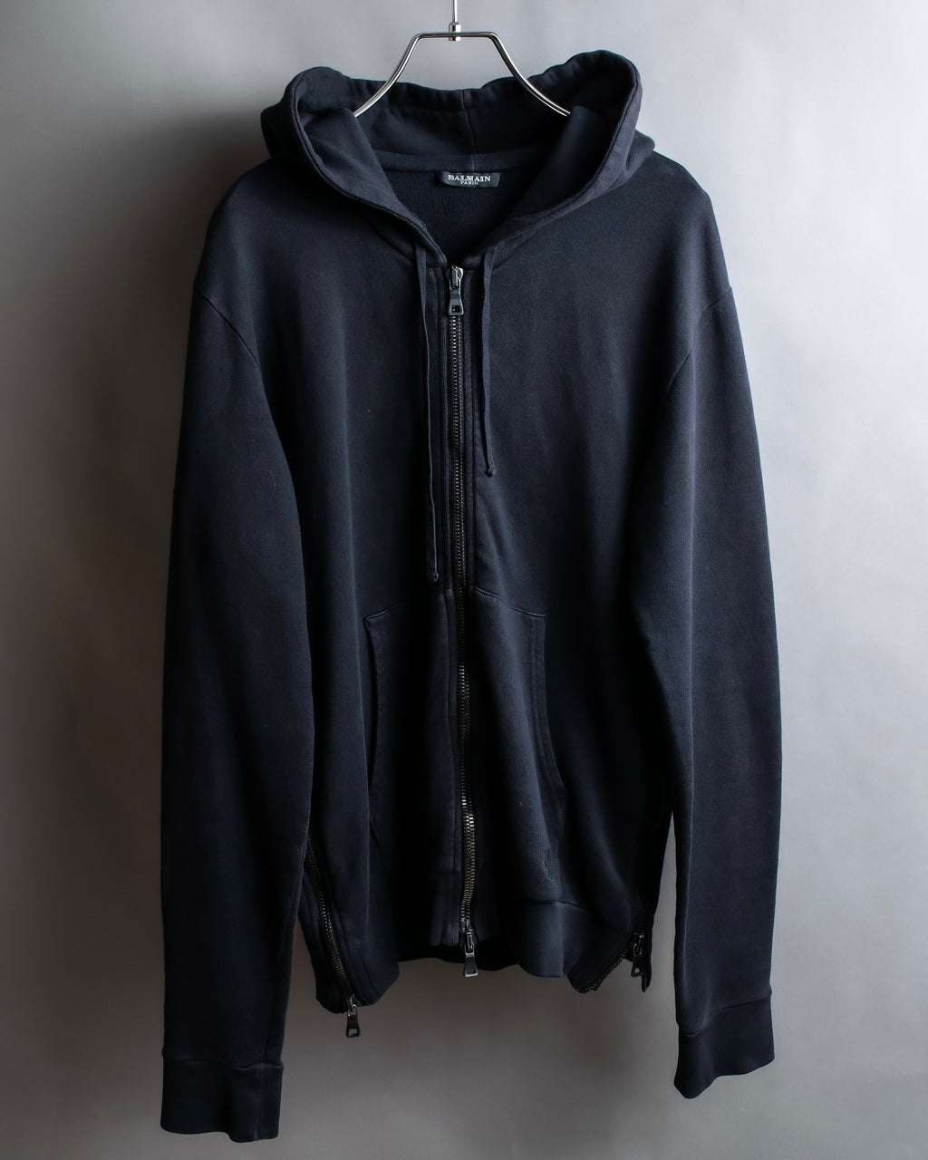 "BALMAIN" Side fastener design oversized double zipper hoodie