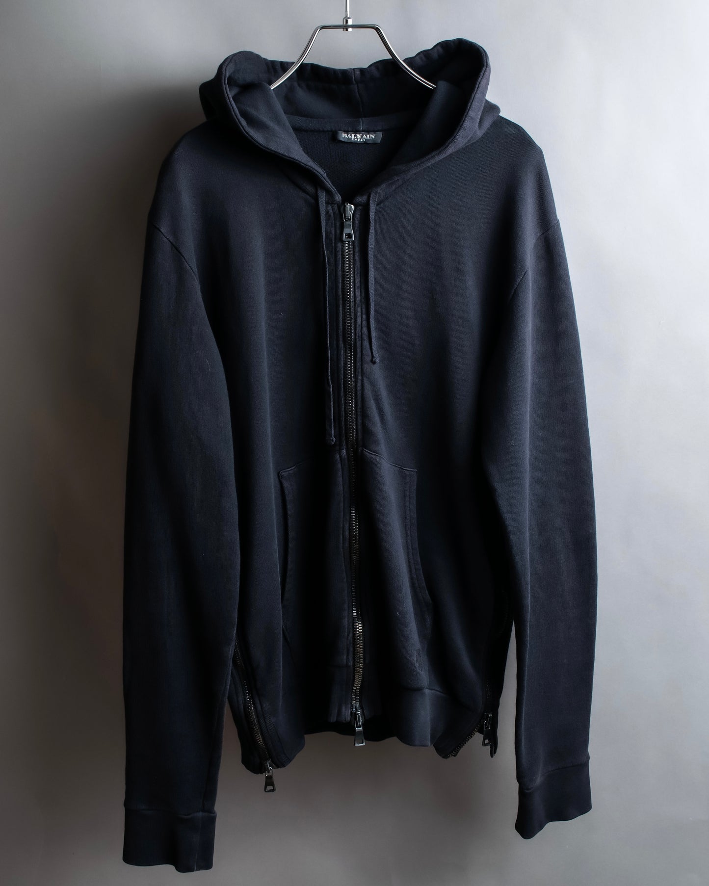 "BALMAIN" Side fastener design oversized double zipper hoodie