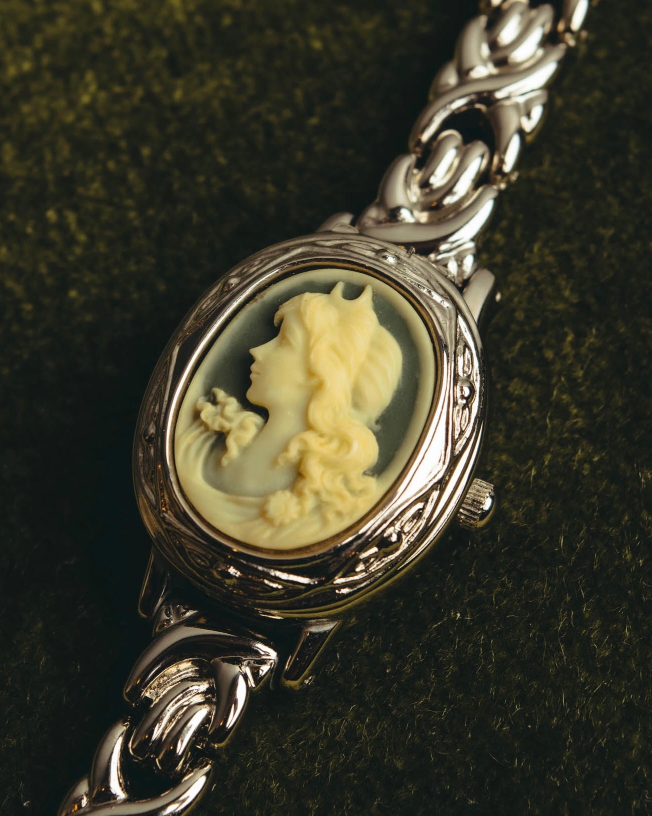 "Valentino Michelle" Vintage cameo secret quartz bracelet watch