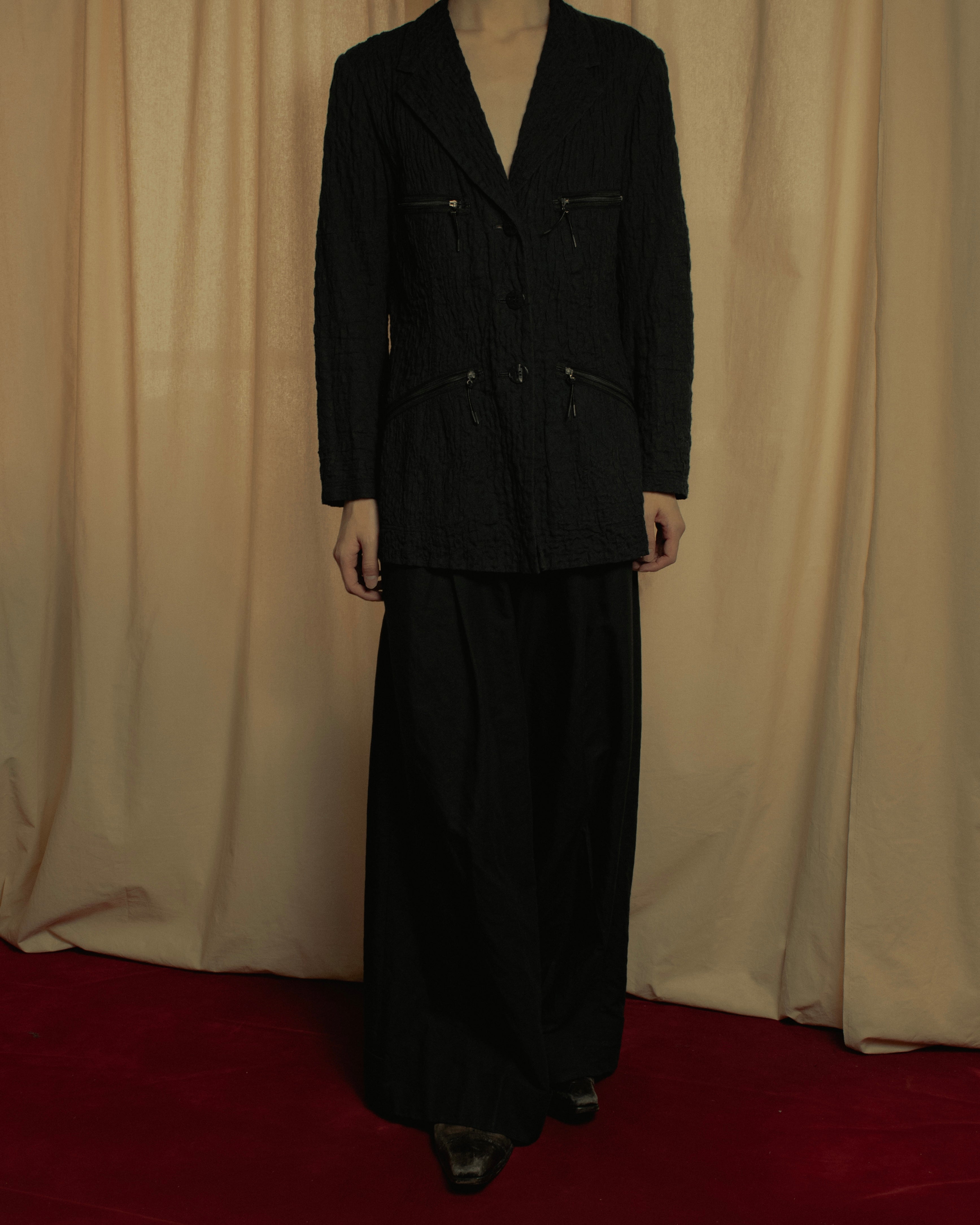 "ISSEY MIYAKE" 98SS Cotton shrunken tailored jacket