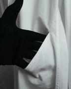 "Y's" 90's-00's Open collar long cotton shirt coat