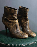 "Dior" Vintage style processing brown heel pumps