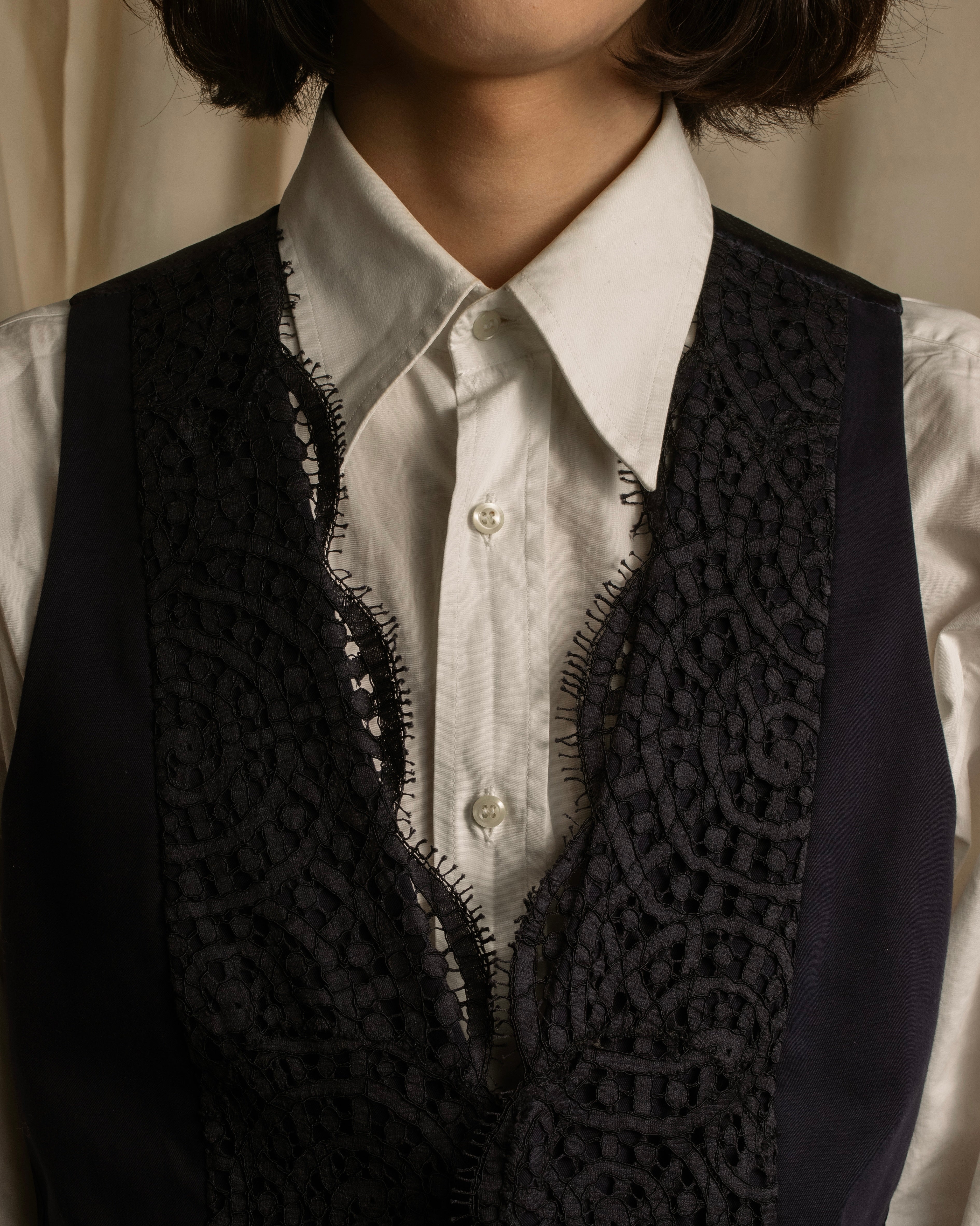 "JEAN PAUL GAULTIER" 90's Geometric lace design tailored vest