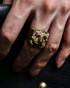 "CHANEL" Glass pearl Coco mark motif gold ring