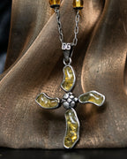 “Dolce&amp;Gabbana” Yellow crystal cross chain necklace