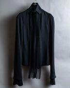 "YVES SAINT LAURENT" 2002 AW Scarf docking tulle design silk double zipper blouse