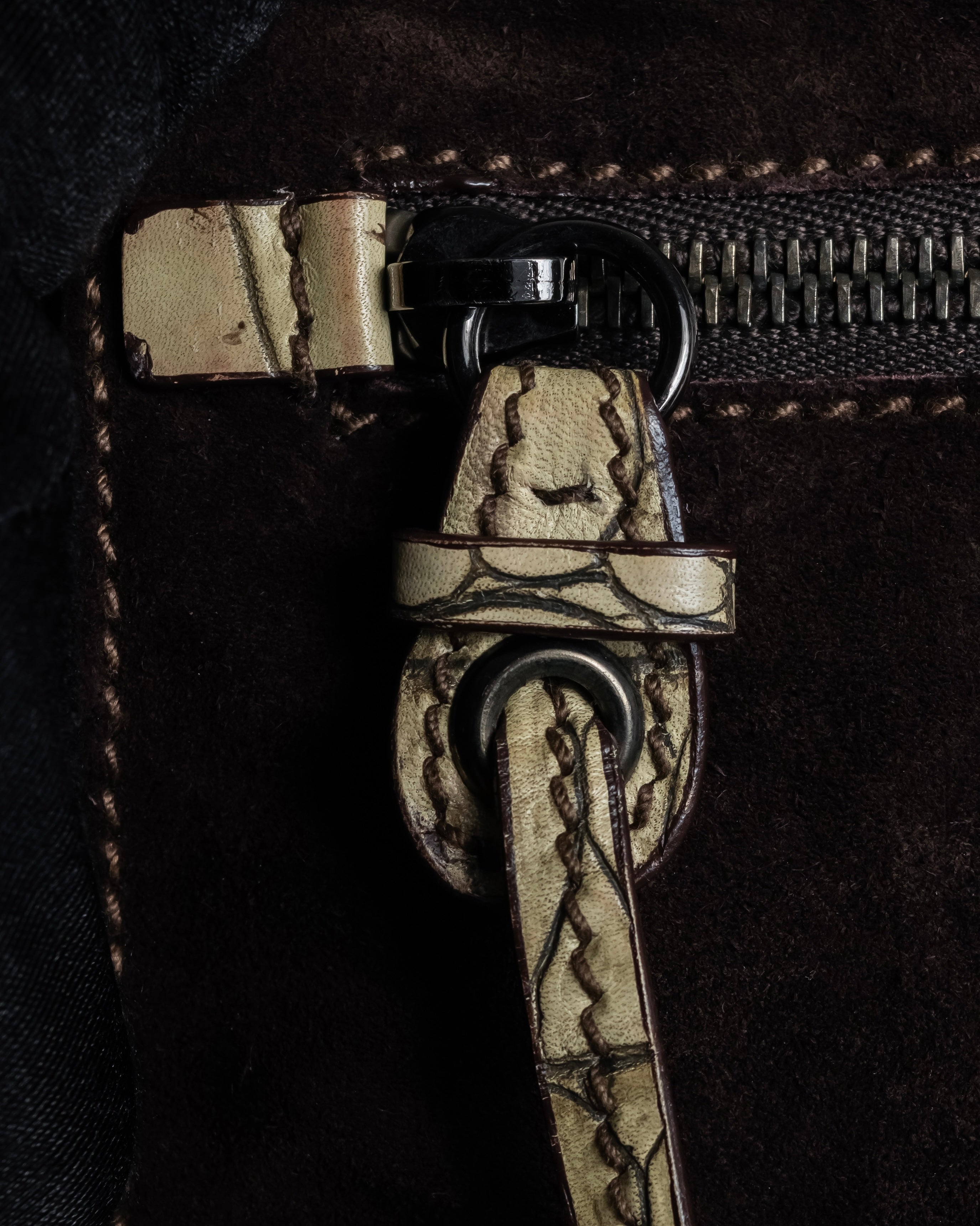 "MIU MIU" Belt strap design embossed leather hand bag