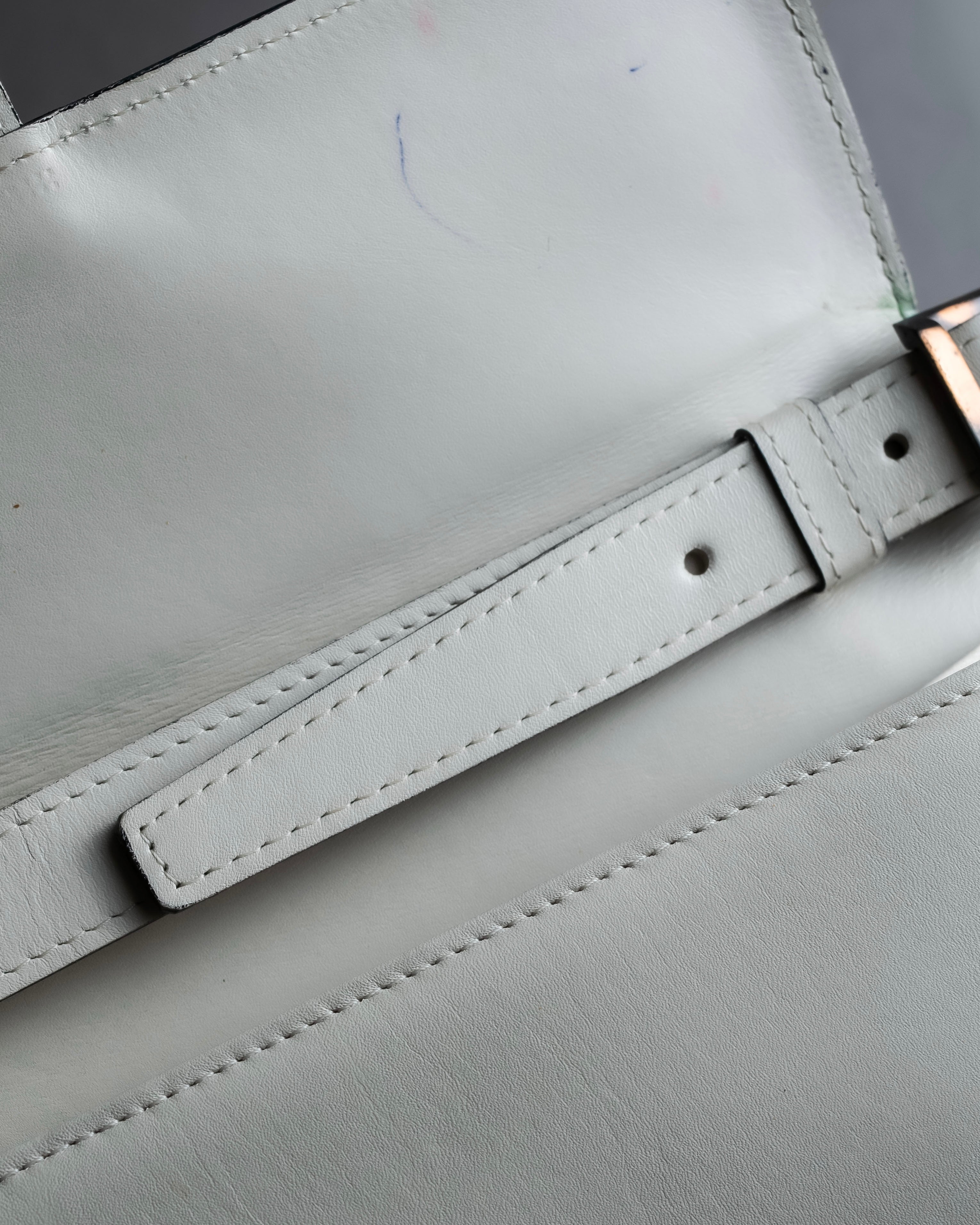 "YVES SAINT LAURENT" Large tab detail white leather shoulder bag