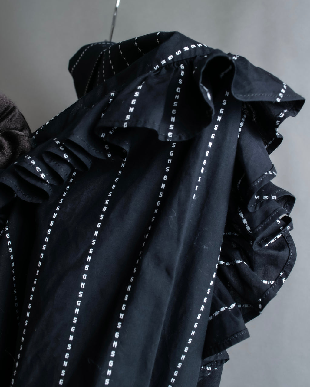 "MSGM" Frill design logo pinstripe pattern shirt