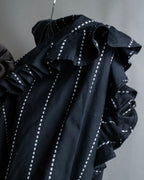 "MSGM" Frill design logo pinstripe pattern shirt