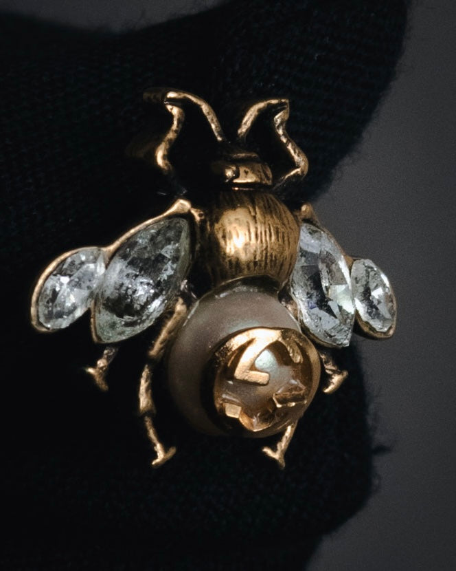 "GUCCI" 10’s Bee crystal pearl pierces