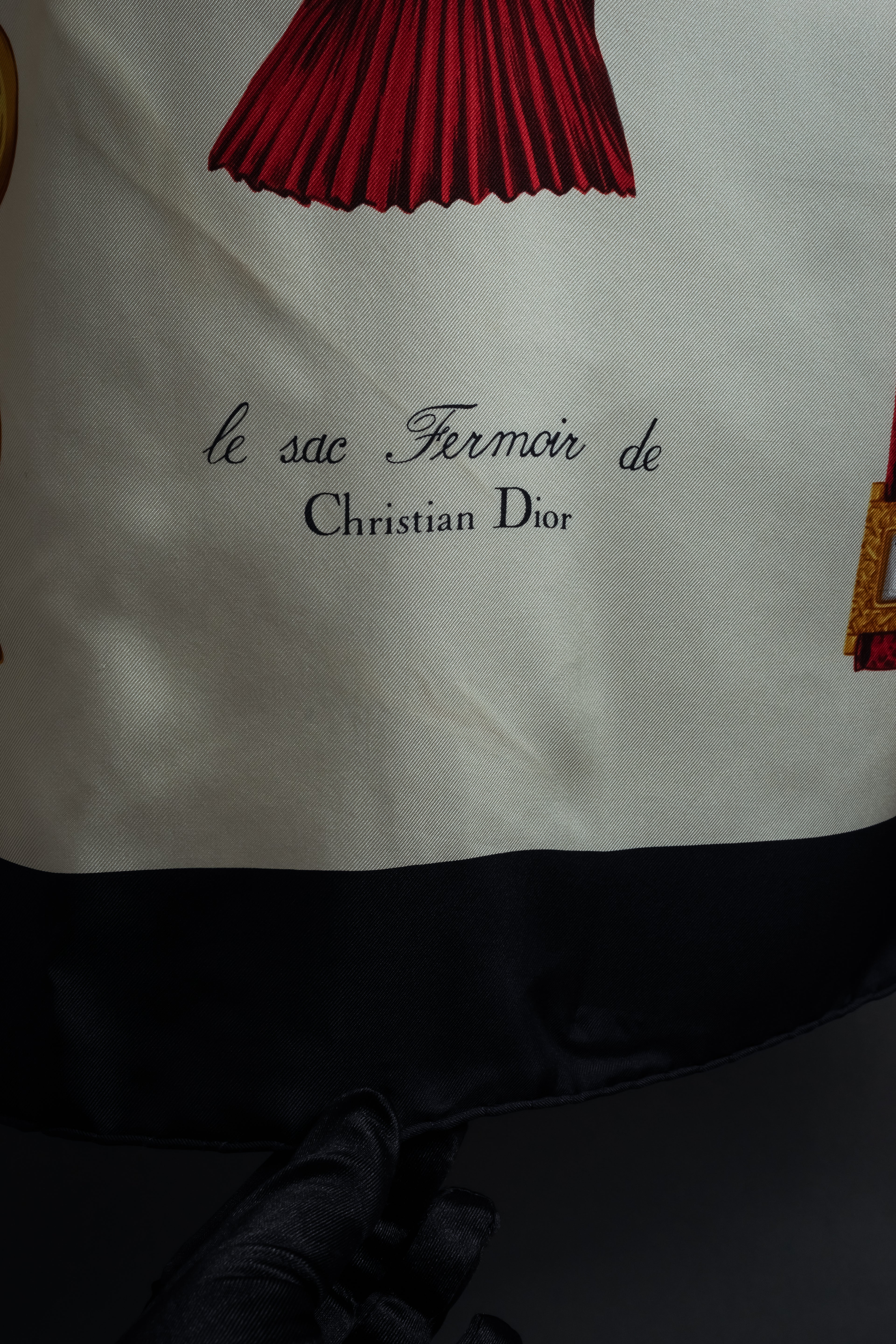 "Christian Dior" Parisian accessory motif silk scarf