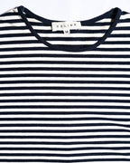 CÉLINE/ Classical Tight Fit Crew Neck Striped Top Navy × White