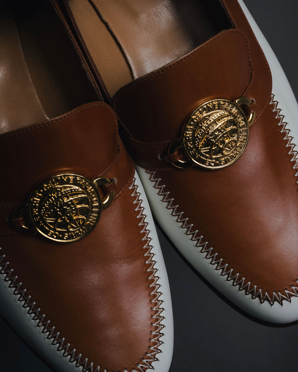 "CELINE" 70’s-80’s Spectator triumph medallion loafers